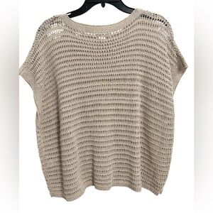 Max Studio London Beige Crochet Knit Top Small NWOT